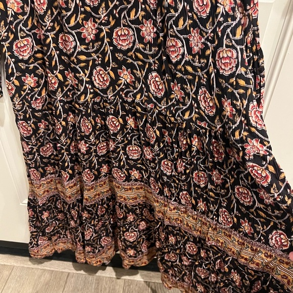 Knox Rose Medium Brown and Orange Tiered Sundress with Bishop Sleeves - Picture 8 of 11